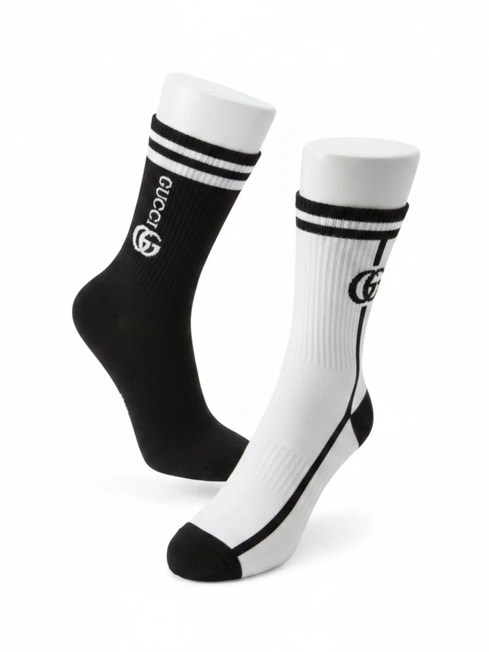 Designer GG crew socks black and white 2 pairs size small to medium new